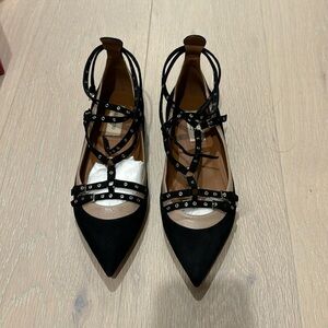 Valentino Garavani Ballerina Suede and Leather Flats. Size 37